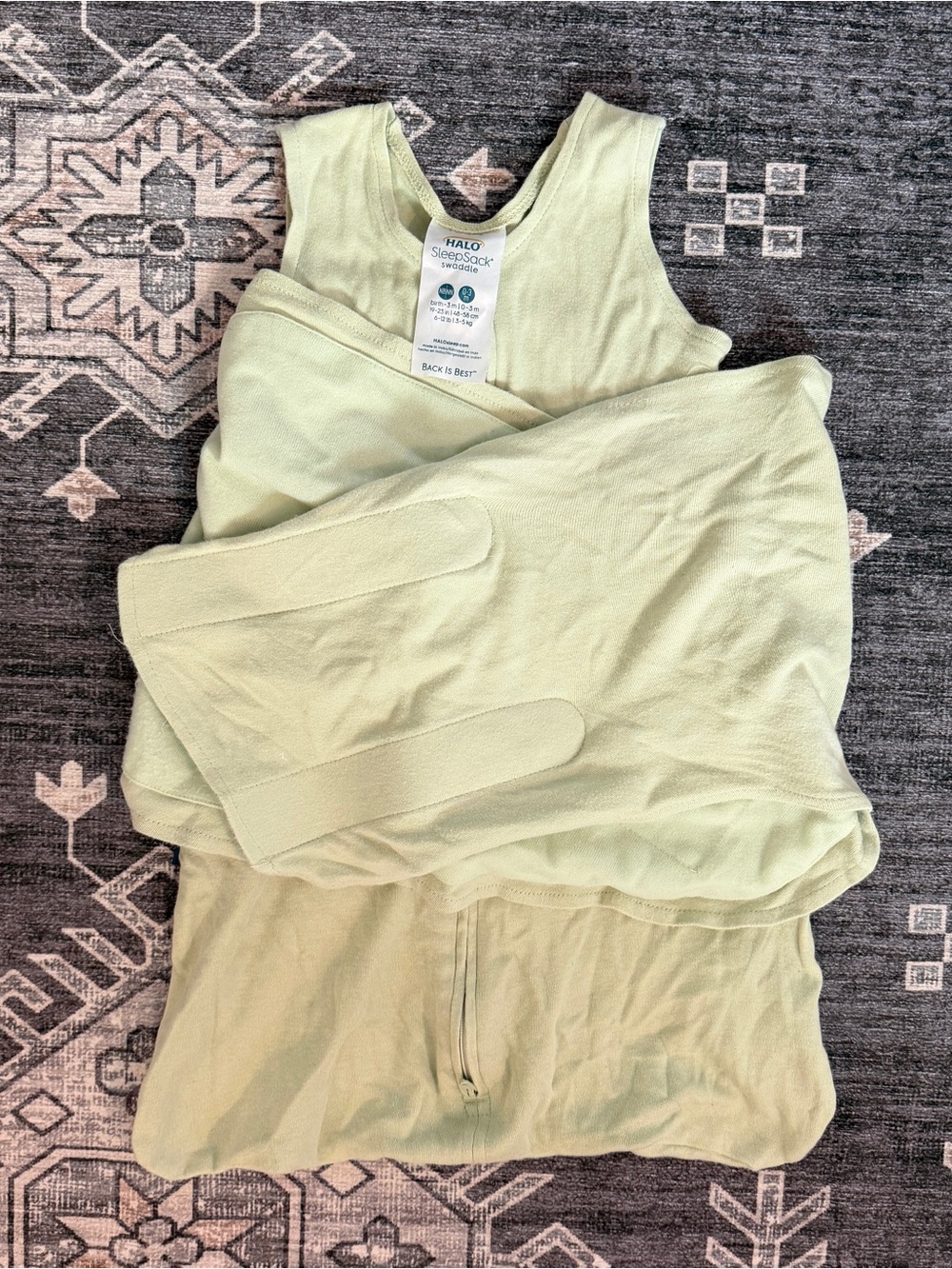 Halo Sleepsack Swaddle Sack in Light Sage Green 0-3 Months Newborn